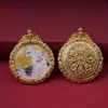 Pingente Tanka de Raposa de Nove Caudas Pintado à Mão com Incrustações de Ouro Liga Tibetana Caixa Gau Pingente Amuleto Budista Ornamento Estilo Chinês