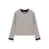 Camiseta para Niña Amybaby Otoño 2025 Nueva Elegante Casual Falso Dos Piezas Camisa Base Chal Azul Marino