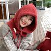 Gorro Pasamontañas Nuevo para Mujer Invierno Muestra Facial Protección Orejas Pequeñas Cuello Integrado Cálido Tejido de Lana Enrollable