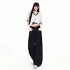 Venda Direta de Fábrica Jeans Cor Original Índigo Retrô Americano Feminino 2026 Novo Outono Anti-desbotamento Solto Calças de Perna Larga