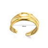 Anillo Geométrico Irregular de Acero Inoxidable Transfronterizo para Mujer, Anillo Abierto Chapado en Oro, Anillo Cruzado Personalizado que No se Desvanece