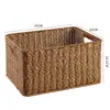 Cesta de almacenamiento de armario nórdico, caja de almacenamiento tejida, cesta organizadora simple para sala de estar, tejido de imitación de ratán