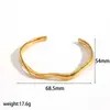 Pulsera Abierta Asimétrica de Acero de Titanio Estilo Ins Transfronteriza, Pulsera de Acero Inoxidable Chapado en Oro de 18K Personalizada de Nicho, No se Desvanece