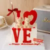 2.14 Decoración de Pastel para el Día de San Valentín Figura de Osito Lindo Sentado Rojo Amor Acrílico Inserto Decorativo para Hornear