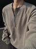 Pit Strip Texture Half Zip Sweater Masculino 2025 Primavera Nova Pesada Manga Longa T-Shirt Moda Marca Solta Jaqueta