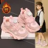 Tênis Esportivo Infantil Color Block Outono/Inverno 2025 Com Pelúcia Botão Giratório Tênis de Corrida Unissex Casual Leve Sapatos Brancos