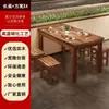 Mesa de Jantar de Madeira Maciça Loja de Catering para Restaurante Especial Retangular Carbonizada Mesa para Churrasco Hot Pot Restaurante Conjunto de Mesa e Cadeiras Comerciais
