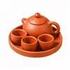 Mini Juego de Té de Arcilla Púrpura, Tetera Pequeña Xishi, Tres Tazas, Bandeja de Té, Juego de Té Kung Fu, Juego de Té para Niños, Regalo de Té Portátil para el Hogar
