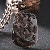 Colgante noble tres en uno de obsidiana de hielo natural con rata del zodiaco, dragón, mono, serpiente, pollo, ganado, cerdo, conejo, oveja, tigre, caballo, perro