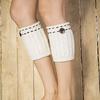 Cubrepiernas y Calcetines Transfronterizos para Amazon al por Mayor Calentadores de Piernas para Mujer Otoño e Invierno de Lana Tejida Cubrebotas Estilo Corto con Puntos de Espiga
