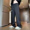 Pantalones deportivos grises pesados de hip hop americanos para niños, marca de moda de otoño e invierno, pantalones largos casuales rectos deportivos de moda