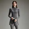 Conjunto de Yoga de Alta Qualidade para Mulheres - Primavera e Outono: Conjunto de Duas Peças: Top Esportivo Curto Acinturado e Calça Fitness de Alta Elasticidade Sem Costura
