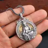 Collar para Hombre y Mujer, Colgante Amarillo del Dios de la Riqueza con Diseño Retro Único, Mantra de Seis Caracteres, Joyería de Plata Personalizada de Moda