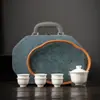 Juego de Té de Viaje, Taza Rápida de Cerámica Conveniente para Exteriores, Una Tetera y Seis Tazas, Souvenir Sencillo para Eventos de Negocios, Disponible con Logo