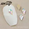 Pedras de strass AB iridescentes de formato completo com base plana para nail art, pedras de strass para unhas brancas translúcidas, acessórios decorativos para unhas postiças, atacado