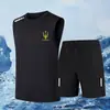 Camiseta sin mangas de seda de hielo para hombre, verano, delgada, de secado rápido, manga corta, shorts, chaleco deportivo de secado rápido, traje de baloncesto, moderno