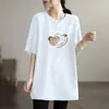 Nuevo Vestido Camiseta de Manga Corta de Verano para Mujeres de Mediana Edad y Mayores, Holgado y Elegante, Tallas Grandes, Longitud Media, Ropa de Mujer de Moda