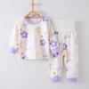 Conjunto de Roupas de Outono para Bebê, Algodão Puro, Classe A, Calças de Outono de Cintura Alta Protege-Barriga, Pijama Separado de Manga Longa, Roupa Íntima Infantil 100% Algodão
