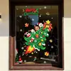 Adesivos de Janela de Natal Foguete Árvore de Natal Desenho Animado Papai Noel Animais Adesivos Eletrostáticos para Vidro Dupla Face Mesma Cor Vitrine