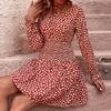 Bai Fen Zhi YiAmazon Moda Transfronteiriça Europeia e Americana Roupas Femininas Primavera e Outono Cintura Elástica Manga Longa Vestido Estampado