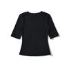 Camiseta Básica Simple de Moda de Cuello Redondo y Manga Media Verano Nueva Deseo Puro Stretch Ajuste Ceñido Top Base para Mujer