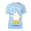 Camiseta 3D de Alpaca de Dibujos Animados para Hombre Animal Lindo Ropa Urbana Harajuku Camiseta de Manga Corta Top Camiseta