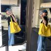 2023 Nuevo Estilo Coreano Ins Bolso de Hombro de Mano de Gran Capacidad Estilo Lazy Estudiante Bolso de Lona para Mujer Sencillo Combina con Todo