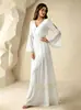 Vestido largo de desierto transfronterizo europeo y americano, vestido de talla grande, vestido de noche de manga tres cuartos para vacaciones en la costa del lago Chaka