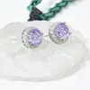 Brincos de Zircônia Korean Style Super Brilhante Corte Flor de Gelo Redondos Gesien Jewelry Anel de Moda Casual Brincos Pingente Joias