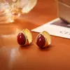Pendientes Populares de Piedra Ojo de Gato con Perlas Rojas, Simples, Modernos, Compactos, Pendientes de Gota de Agua de Agua Dulce, Pendientes de Estilo Celebridad de Internet de Gama Alta