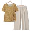 Trajes de Verano de Manga Corta para Madres de Mediana Edad y Mayores Trajes de Abuela de Algodón y Lino Moda Fina para Mujeres de Mediana Edad y Mayores