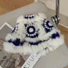 Sombrero Despertar de León Sombrero de Felpa Tejido de Piel de Conejo para Mujer Otoño e Invierno Sombrero de Pescador con Cabeza de Tigre Peluda Sombrero Pequeño de Lana que Muestra la Cara Lindo