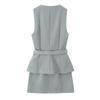 Atacado de Roupas Femininas Transfronteiriças Estilo Europeu e Americano 2025 Nova Moda Elegante Vestido Curto Feminino Efeito Duas Peças Crepe