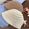 Chapéu de Pescador com Trama Vazada para Proteção Solar Feminina, Novo Estilo de Verão, Chapéu de Sol Leve e Respirável, Chapéu de Palha Bucket
