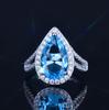 Anillo de Aguamarina Santa María en Forma de Pera de Doble Capa para Dedo Índice de Compromiso Zhenrong AliExpress Transfronterizo Nuevo Europeo y Americano