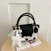 Bolsa de mão vintage estilo coreano para mulheres, nova bolsa de ombro da moda 2026, bolsa quadrada pequena da moda com retalhos de estampa de leopardo