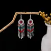 Pendientes Bohemios Europeos y Americanos con Borlas y Turquesa, Pendientes de Estilo Étnico Vintage, Pendientes Personalizados y Elegantes al por Mayor