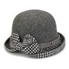 Sombrero Elegante de Cuenca Transfronterizo para Mujer en Otoño e Invierno, Borde Enrollado con Lazo, Sombrero de Lana a Prueba de Viento, Estilo K, Versátil, Moderno y Elegante, Cara Pequeña