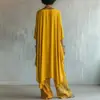 2026 Nuevo Conjunto de Dos Piezas Transfronterizo Estilo Europeo y Americano con Pantalones Irregulares Holgados Estampados y Top de Cuello Redondo con Parte Delantera Corta y Trasera Larga
