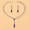 Conjunto de 2 Piezas de Cabello Liso de Fábrica para Mujer Collar Pendientes Joyería Transfronteriza Europea y Americana Novia Pedrería Explosiones