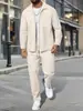 2025 Otoño Transfronterizo para Hombre Waffle Color Sólido Cremallera Solapa Bolsillo Solapa Delgado Cárdigan Traje Chaqueta para Hombre