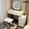 Nuevo Modelo de Tocador para Apartamento Pequeño, Tocador Moderno Minimalista Estilo Crema para Dormitorio Principal, Tocador de Maquillaje de Pizarra Integrado de Lujo Ligero