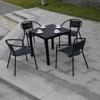Mesa y silla de exterior para patio, cafetería al aire libre, hotel, mesa y silla de comedor de ocio, resistente al sol, impermeable, a prueba de humedad, plástico, combinación de mesa y silla de madera