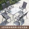 Mesa e Cadeiras Empilháveis para Exterior com Braços Cadeira com Encosto em Tecido à Prova de Chuva para Pátio Varanda Terraço de Lazer Loja de Chá Chá