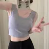 Camisola de modal para mujer de verano al por mayor transfronteriza, anti-luz, para deporte, corta, ombligo expuesto, sin mangas, para usar debajo