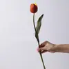 Noche Oscura Estilo Fluido Tulipán Artificial Florero Falso Sala de Estar Estilo Ins Té Negro Arreglo de Flores de Seda Adornos Decorativos