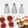 Em linha reta 6 dentes 3-piece set pastelaria bico rosa cookie cup bolo decoração ferramentas de cozimento 3PCs tamanho médio grande