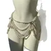 Cadena de cintura de múltiples capas con borlas de perlas y florales de estilo europeo y americano, un cinturón inspirado en la subcultura, un accesorio único y de moda para atuendos modernos
