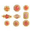 Ágata Rojo del Sur Hielo-Rojo Natural Accesorios para Pulseras Collares DIY Cuentas Espaciadoras S92 Plata Pura Chapada en Oro Cara de Anillo de Ágata Rojo Sol Dorado