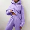 Conjunto de Dos Piezas Casual de Moda Europea y Americana para Mujer: Sudadera Gruesa de Manga Larga y Pantalones, Sudadera con Capucha + Pantalones Jogger, Conjunto de Otoño e Invierno